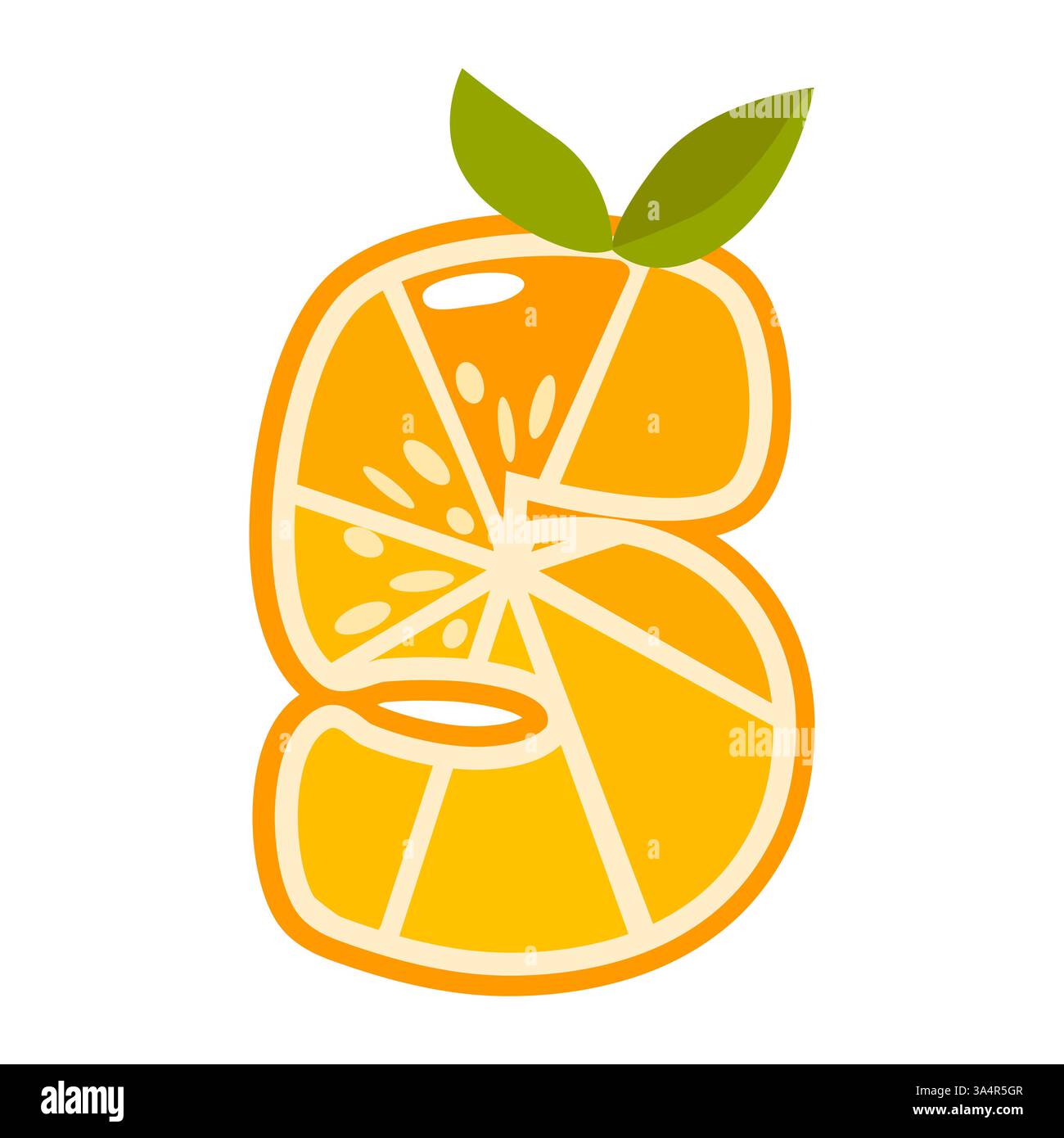 Orange Fruit Number Five Orange In The Shape Of Number 5 Vector